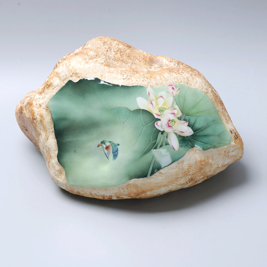 Liantang moon-colored ceramic decoration pure handmade pure elegant stone warm porcelain skills Jingdezhen ceramics JD02