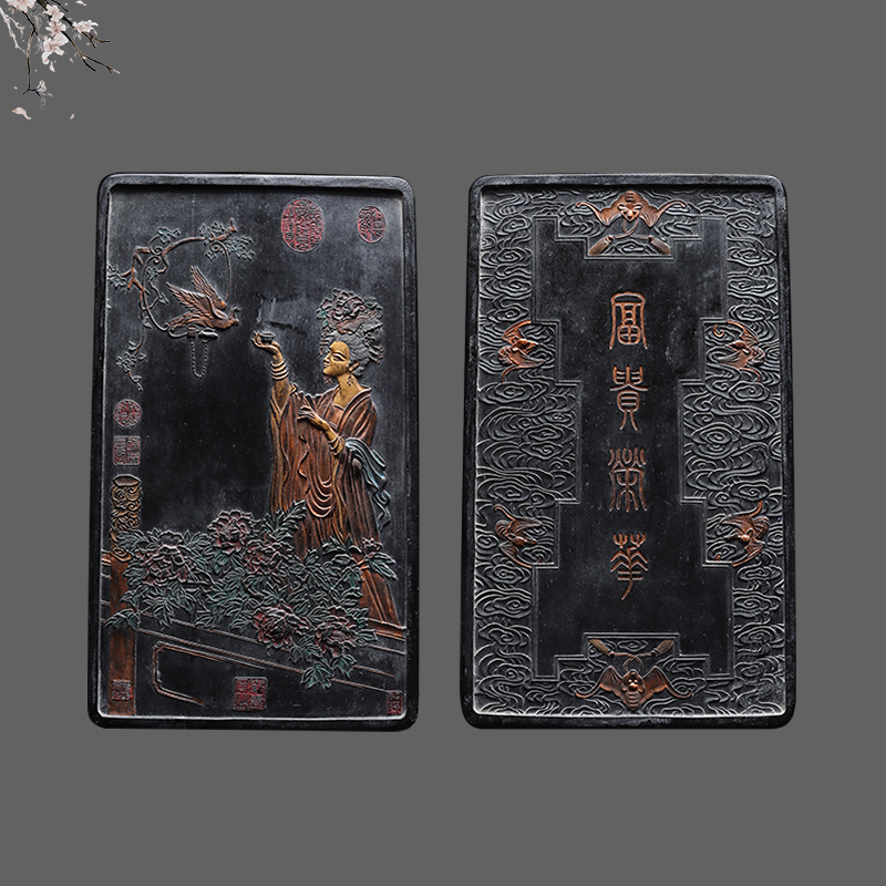 Wealth and prosperity] Intangible heritage old ink strips pine smoke Chen ink block collection gift 1986 inheritance person item victory reproduction