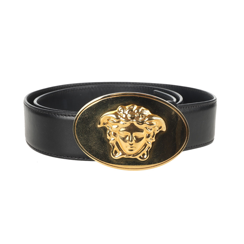 [9.8 New] Versace Men's Medusa Leather Belt 90 Long Leather Belt