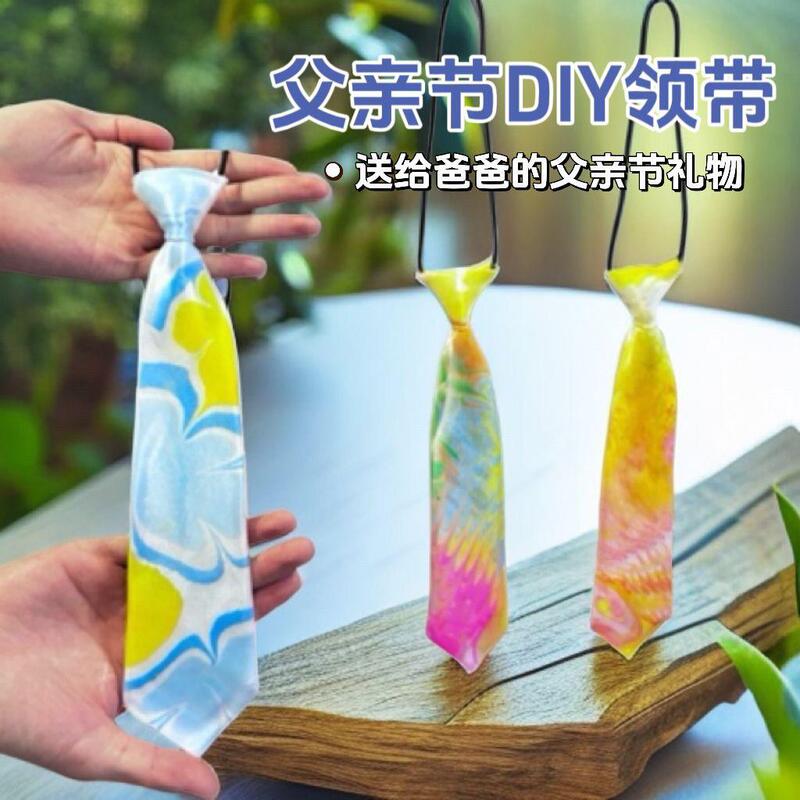 Father's Day DIY Handmade Water Transfer Tie-Dye White Tie, a Gift for Dad from Kindergarten