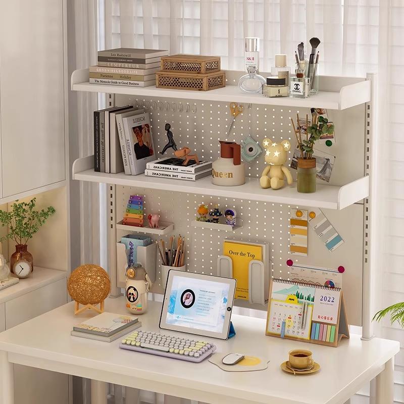 Hole board bookshelf table display rack desk simple cream style storage rack storage rack iron desktop storage rack
