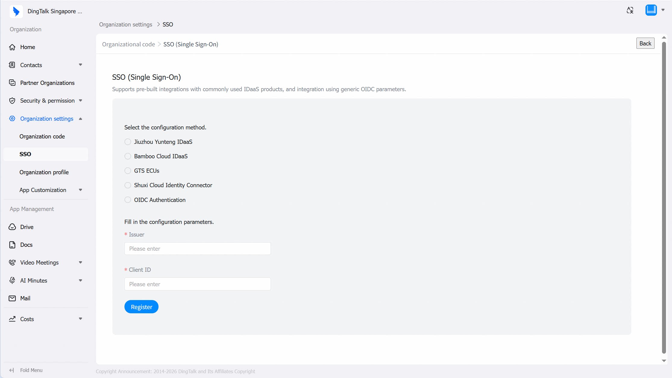 SSO sign-in configuration in the Admin Console