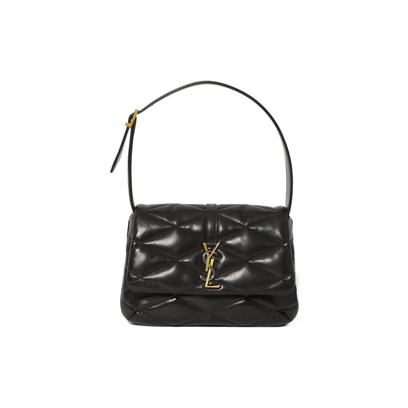 9.5 New Saint Laurent Ysl Gold and Silver Color-Blocked Logo Quilted Lambskin Handbag Shoulder Bag