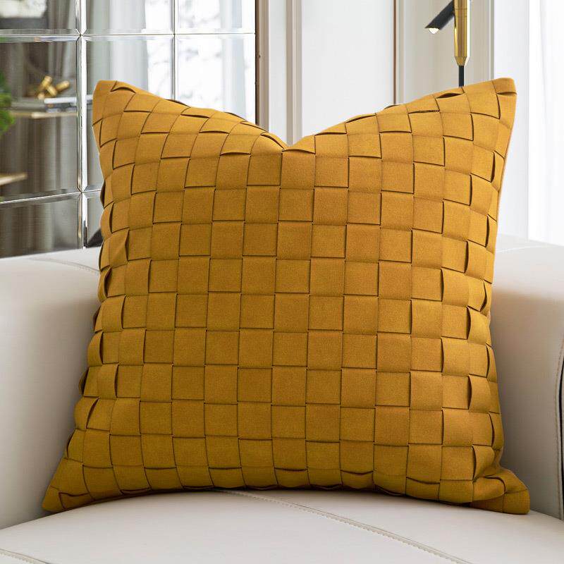 Modern and simple Nordic style ginger suede hand-woven pillowcase bed and breakfast model room sofa bay window cushion