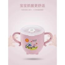 Wheat straw childrens water cup home cute kindergarten mouth cup with lid anti-fall straw cup milk baby cartoon