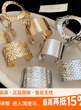 kaitin jewelry不规则开口宽手镯金银色夸张臂环女款铁质饰品
