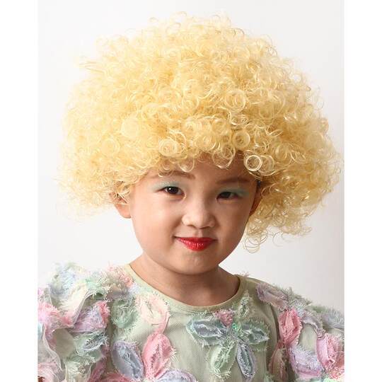 球迷假发爆炸头小丑头套儿童幼儿园表演搞笑道具彩色头发套圆卷发