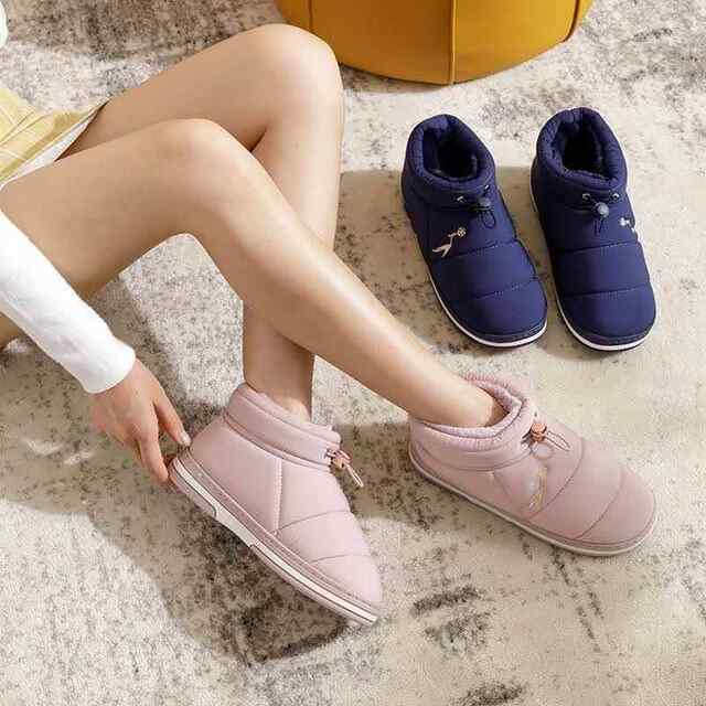 Cotton slippers for women in winter with velvet thickened and warm indoor non-slip thick sole home use down cotton shoes for men to wear outside
