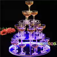 Три -слойная круглая башня шампанского+22 толстые чашки