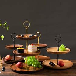 Northern Black Walnut Multi-Layer Wooden Tray Creative Large Fruit Plate Dessert Stand Snack Tray