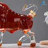 Bull-shaped craft-shaped wine bottle gift ornaments, head-up cow animal-shaped high borosilicate glass bubble wine bottle