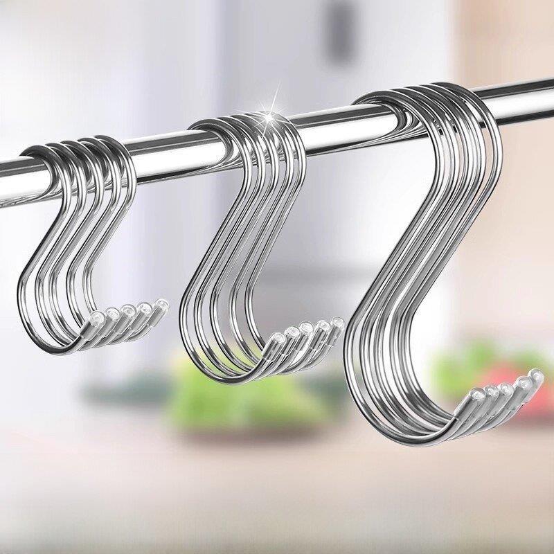 Household Stainless Steel Double-Headed S-Shaped Hook, Iron Hook for Hanging Clothes, Kitchen Hook, Clothing Store Anti-Drop Hook, Mini Hook