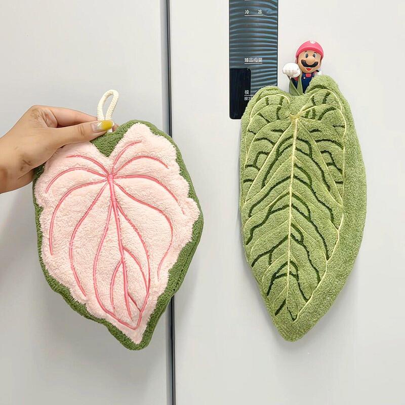 Leaf-Shaped Hand Towel, Bathroom Hangable, Cute, Super Absorbent, Thick, Soft Square Towel, Kitchen Towel, Handkerchief