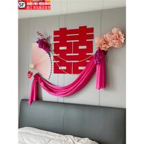 Wedding room layout set latte art decoration wedding new house man and woman bedroom wedding high-end bedside background wall