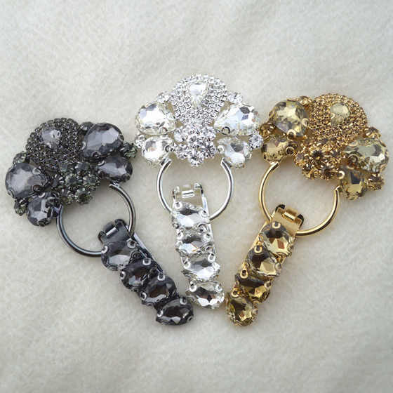 热卖AAA水钻鸭嘴扣皮草扣子奢华水晶装饰领扣挂钩搭扣貂皮衣配件