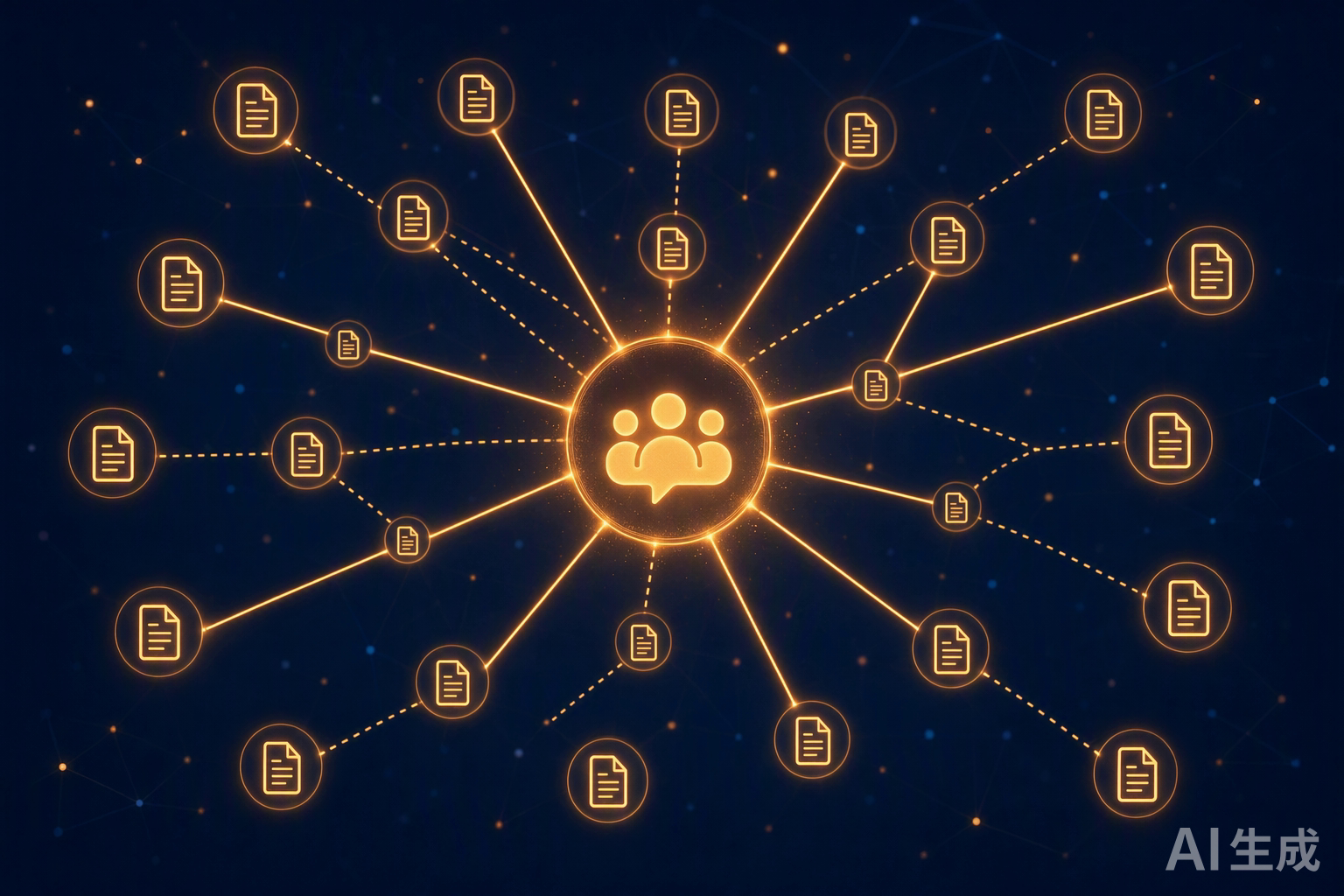 Community nodes connecting multiple document nodes