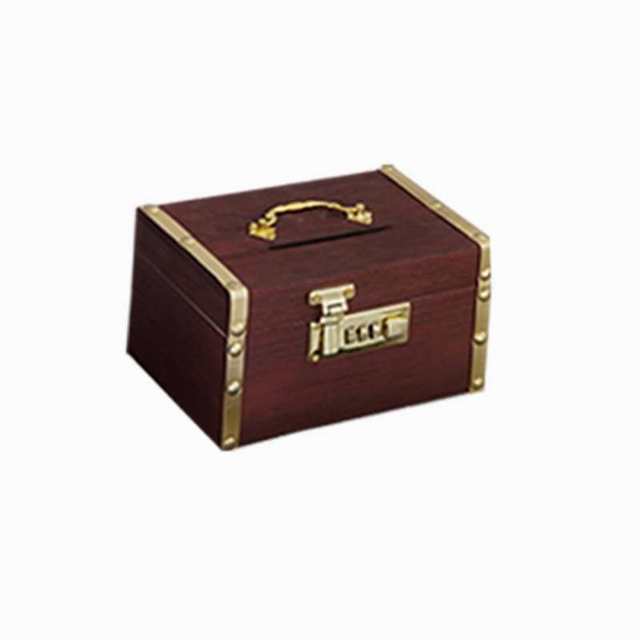National trend retro wooden piggy bank password lock storage box cash storage box rectangular desktop jewelry tea storage box