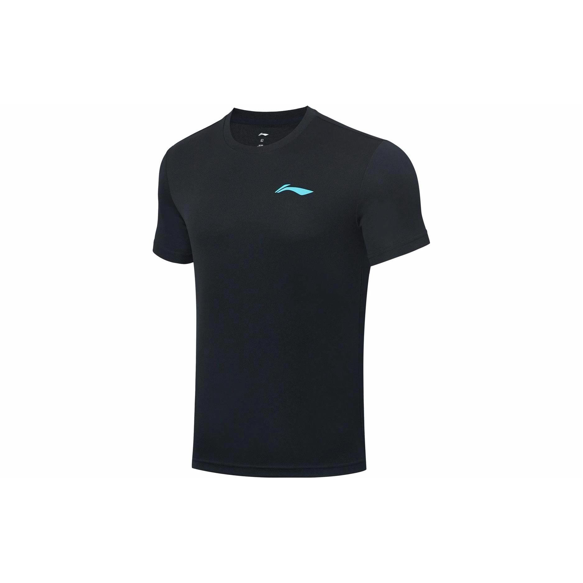 LiNing李宁 羽毛球系列 纯色圆领套头短袖T恤 男女同款 黑色