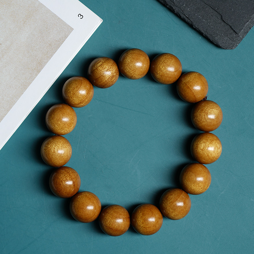 Golden wire Nanwood gold floor leaf Zhennan 15mm Buddha bead string