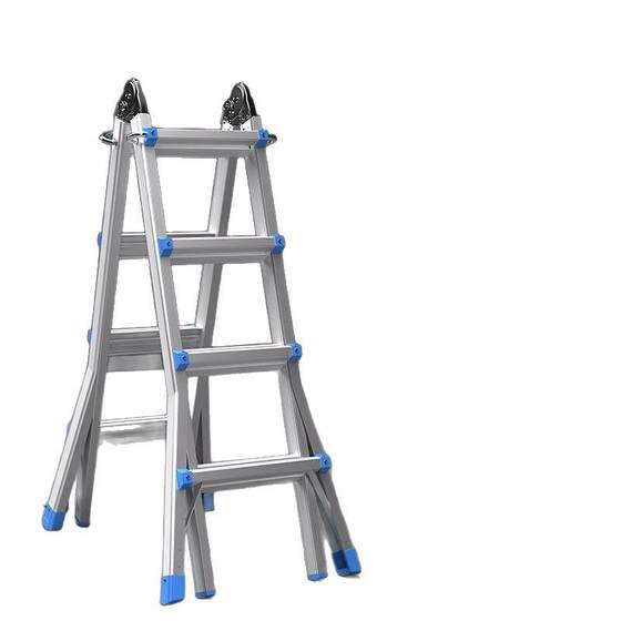 Aluminum Alloy Telescopic Ladder from a Manufacturer, Suitable for Home Use, A-Frame Ladder, Engineering Ladder, Adjustable Folding Ladder for Air Conditioning Installation