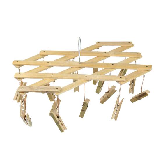 竹子多夹晾袜架折叠晒内衣架 天然竹木夹学生宿舍16夹多用架 包邮