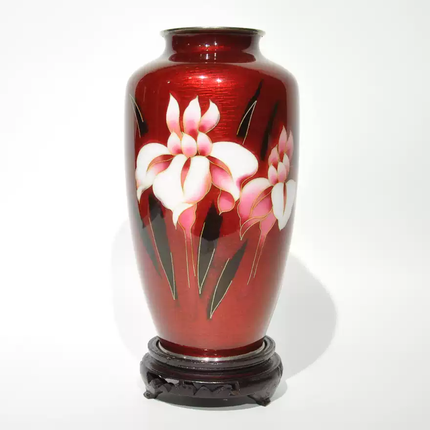 日本七宝烧】景泰蓝花瓶铜胎纯手工掐丝珐琅