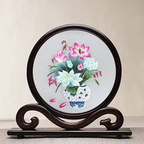 Suzhou embroidery double-sided embroidery hand-embroidered table screen Peace and Wealth new Chinese style home decoration ornaments and gifts