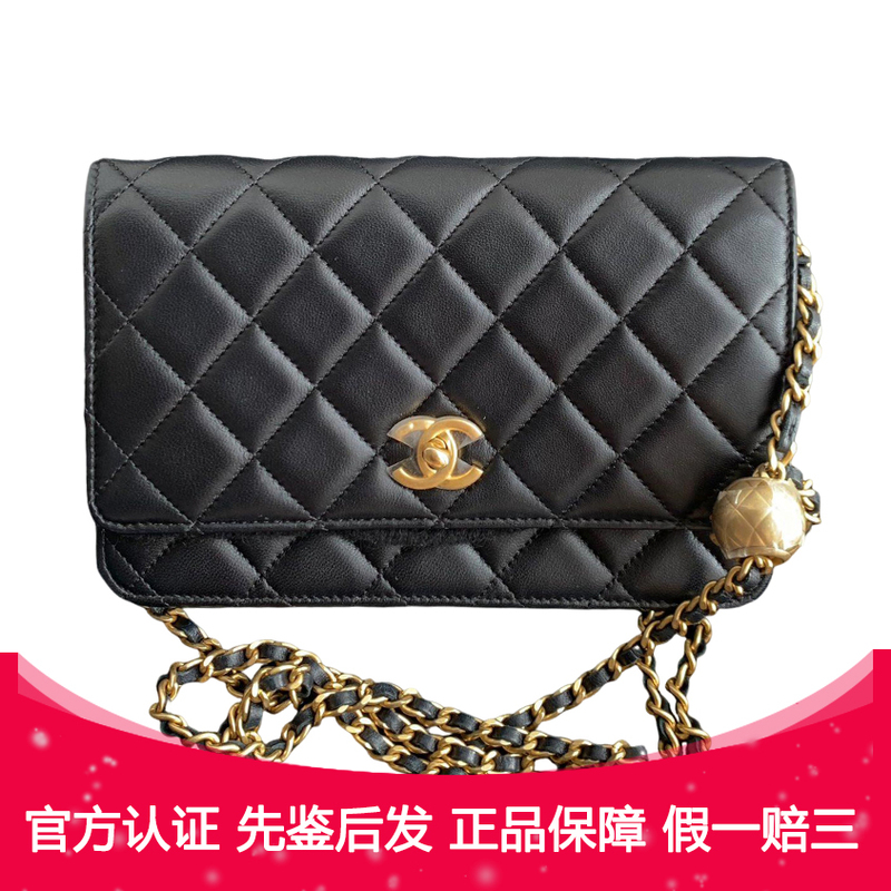 Authentic [9.9 New] Chanel/Chanel Black Gold Ball Sheepskin Woc Fortune Bag Chip Version Shoulder Crossbody Bag
