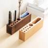 Creative solid wood pen holder multi-function stationery storage box business gift cute wooden pen holder black walnut pen insert