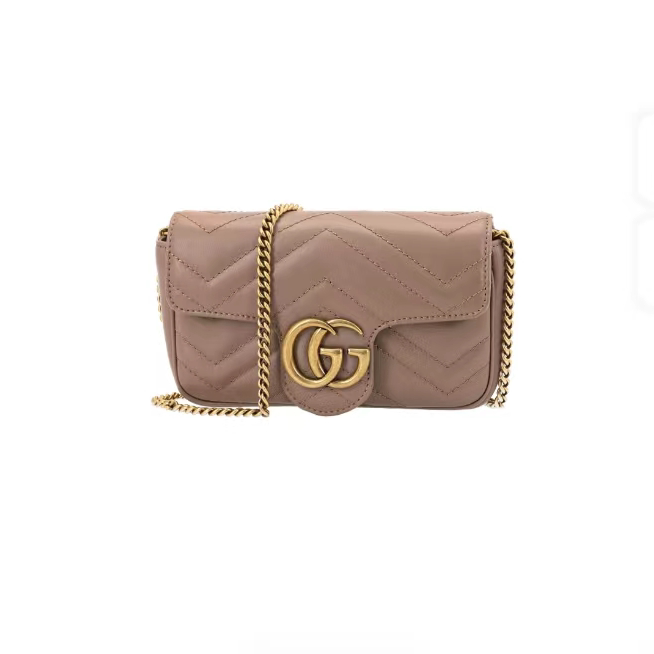 9.9 New Gucci/Gucci Milk Tea Color Marmont Women's Mini Leather Fashion Small Shoulder Bag for Women