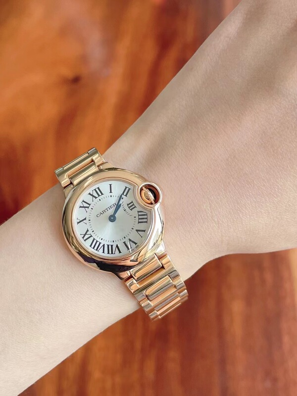 50% off Instant Purchase】98% New 28.6mm Cartier Blue Balloon Rose Gold Quartz Women's Watch, Truly Cool Luxury Item