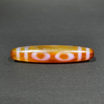 Tibetan natural three-eyed Buddha beads red flesh agate pendant highly oily old patina weathered pattern cultural toy collection AF2089