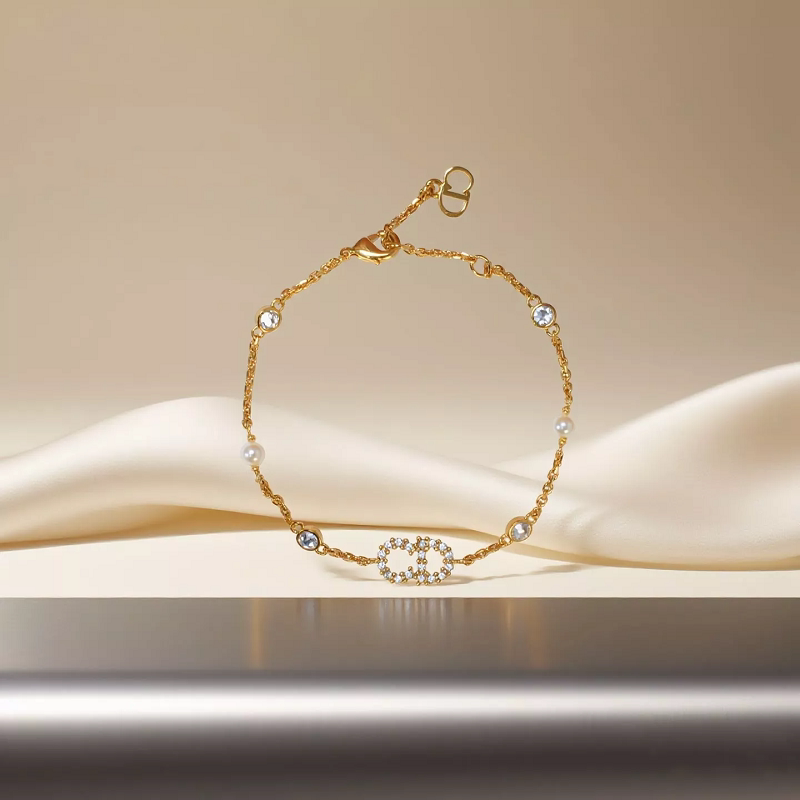 Unused Dior Clair D Lune Gold Bracelet 15-17.5cm
