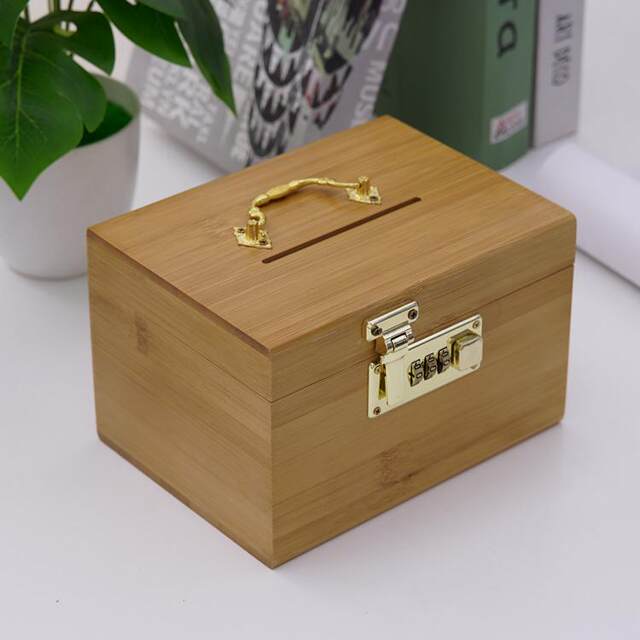 National trend retro wooden piggy bank password lock storage box cash storage box rectangular desktop jewelry tea storage box
