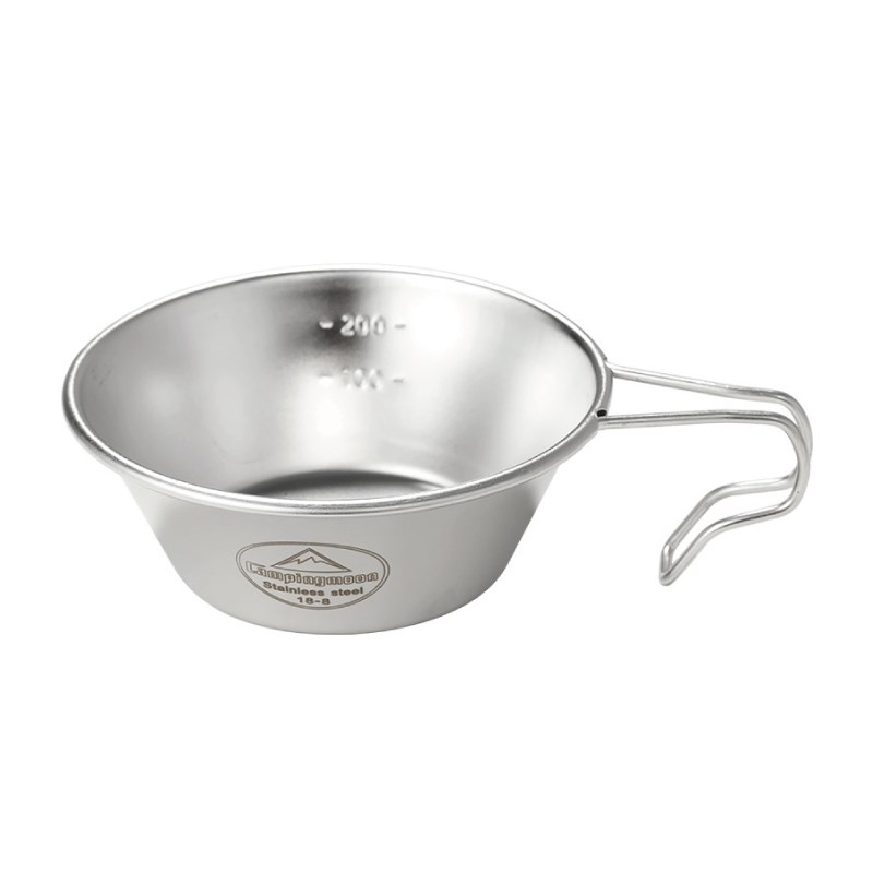 Outdoor 304 Stainless Steel Small Rice Bowls Plate Basin Camping Picnic Mountaineering Coffee Cup Barbecue Portable Handle