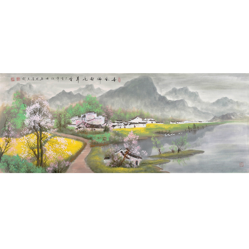 Zhou Youlin Academician Shanxiang Series 1 8 m < Spring Wind Noodles > Boutique Handpainted Landscape Living Room Clubhouse Hang Painting