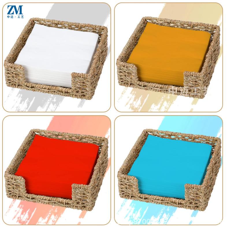 Seagrass Woven Tissue Basket, Bathroom and Dining Room Water Hyacinth Square Towel Storage Basket, Napkin Holder, Dining Table Rattan Basket Seagrass Woven Tissue Basket, Bathroom and Dining Room Water Hyacinth Square Towel Storage Basket, Napkin Holder, Dining Table Rattan Basket