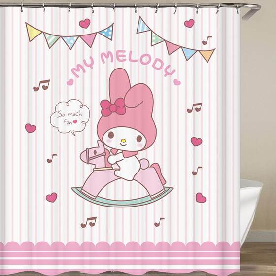 卡通装饰挂布melody浴帘卫生间挡水洗澡帘美乐蒂窗帘柜门遮挡帘子