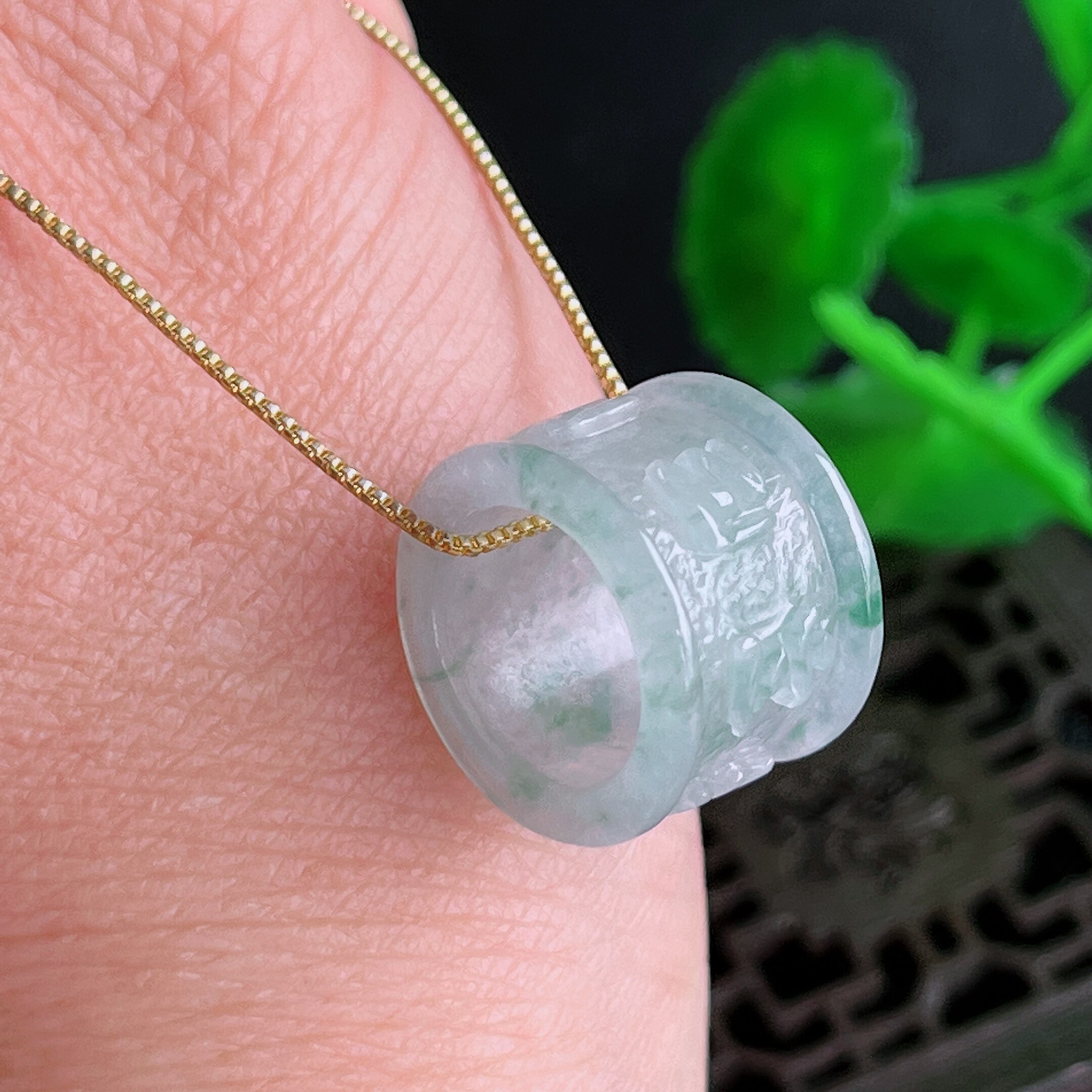 Auction of Authentic Burmese Jade Natural Jadeite Pendant with Floating Flowers and Green Patterns, 3.89