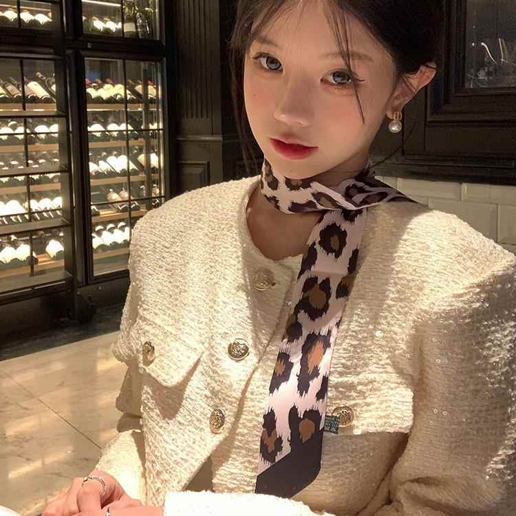 Leopard Print Silk Scarf Belt Is Suitable for Women in Summer to Pair with Jeans, Vintage Narrow Long Scarf, Sexy Accessory