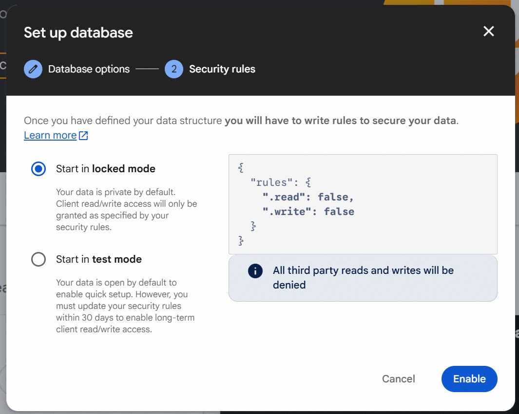 Realtime Database rules step