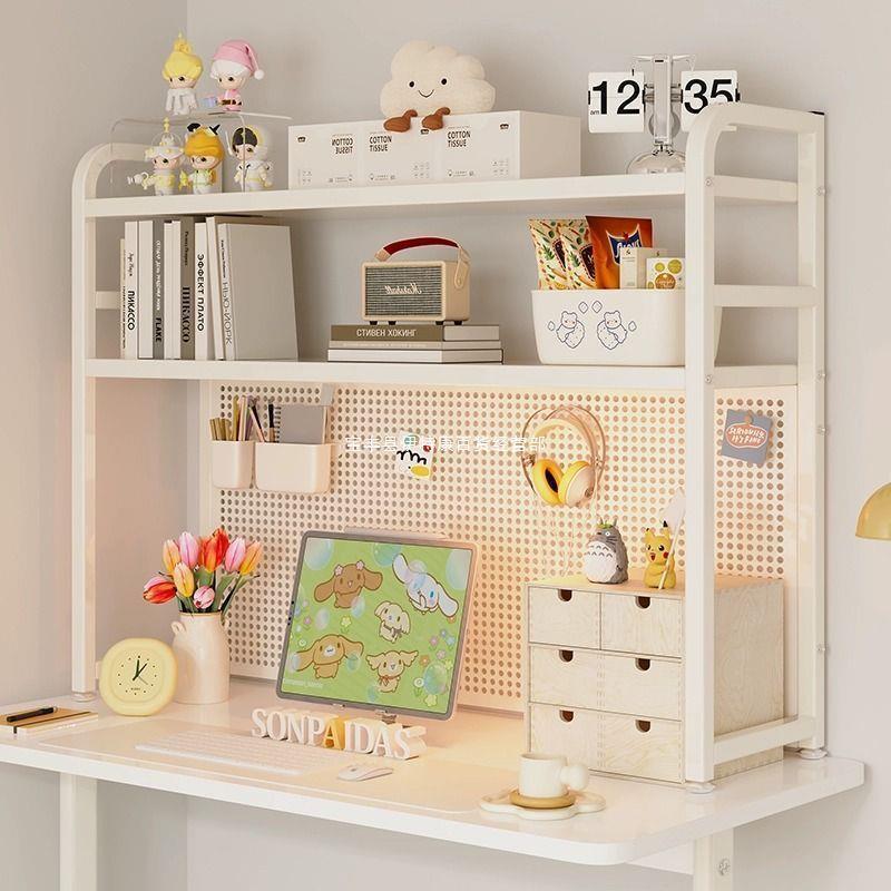 Desktop hole plate shelf desk storage student computer desk desk bookshelf multi-layer iron station organization rack