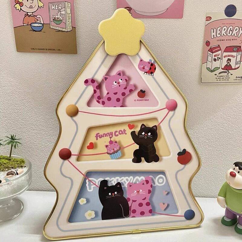 Christmas Tree Dopamine Entrance Decoration Desktop Cartoon Polka Dot Cat Bedroom Bedside Home Decor Ornaments