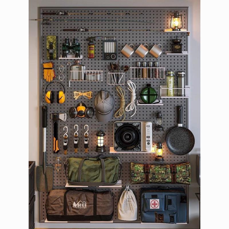 Super load-bearing hole board round hole wall hanging hardware tool rack display storage shelf kitchen household multi-purpose