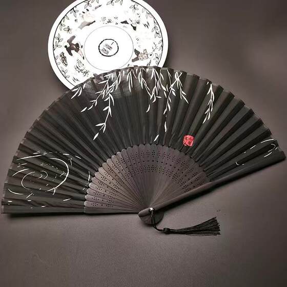1/ Fan-Style Item for Men, Featuring a Domineering Ancient Style, Easy-To-Open Alloy Folding Fan, Titanium Alloy Fan, Hand-Held Fan