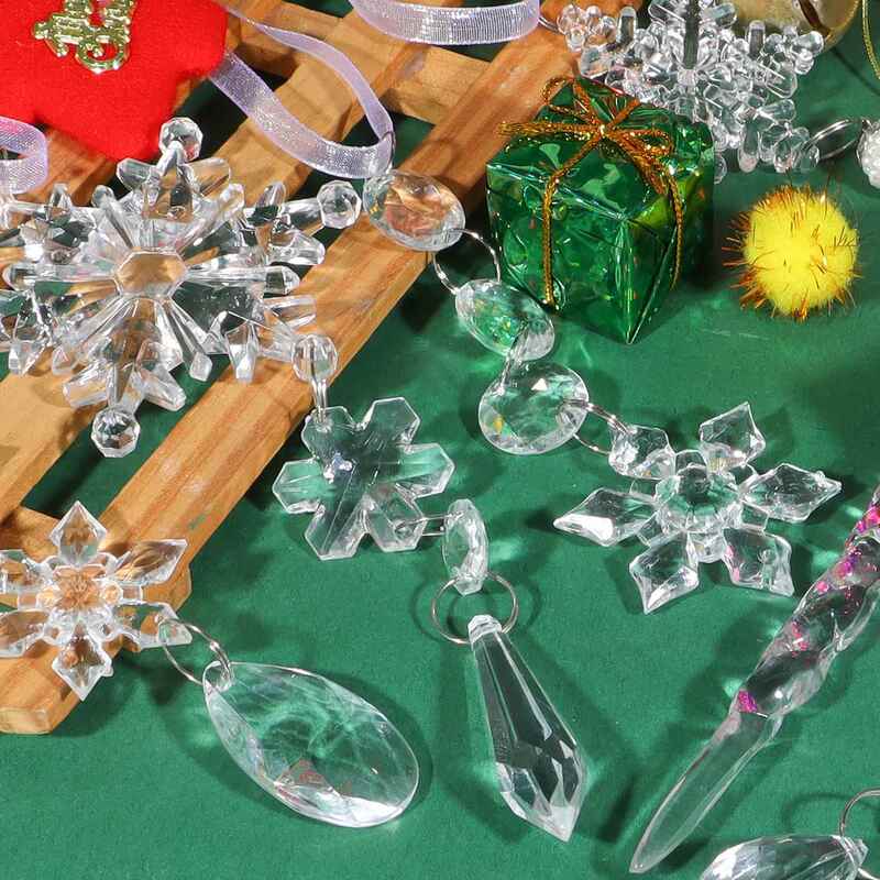 2024 New 18-Piece Christmas Decoration Set Creative New Acrylic Transparent Snowflake Christmas Tree Decoration Ornaments