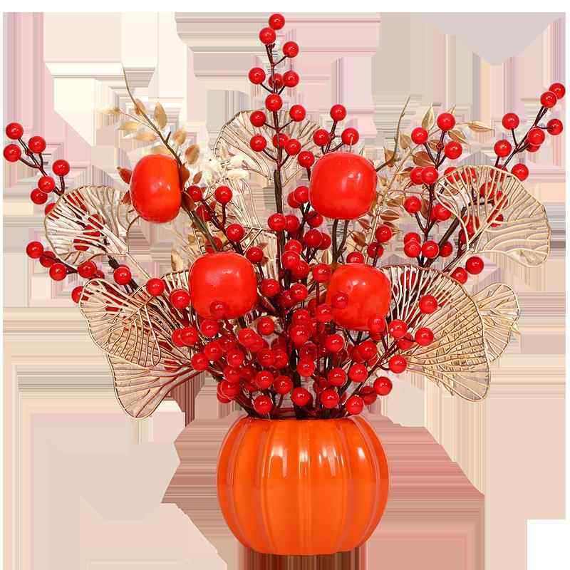 Artificial Flowers, Faux Flower Arrangements, Light Luxury, High-End, Red Decorations for Safe Rooms, Housewarming, Coffee Table, High-End Decorations for the Living Room