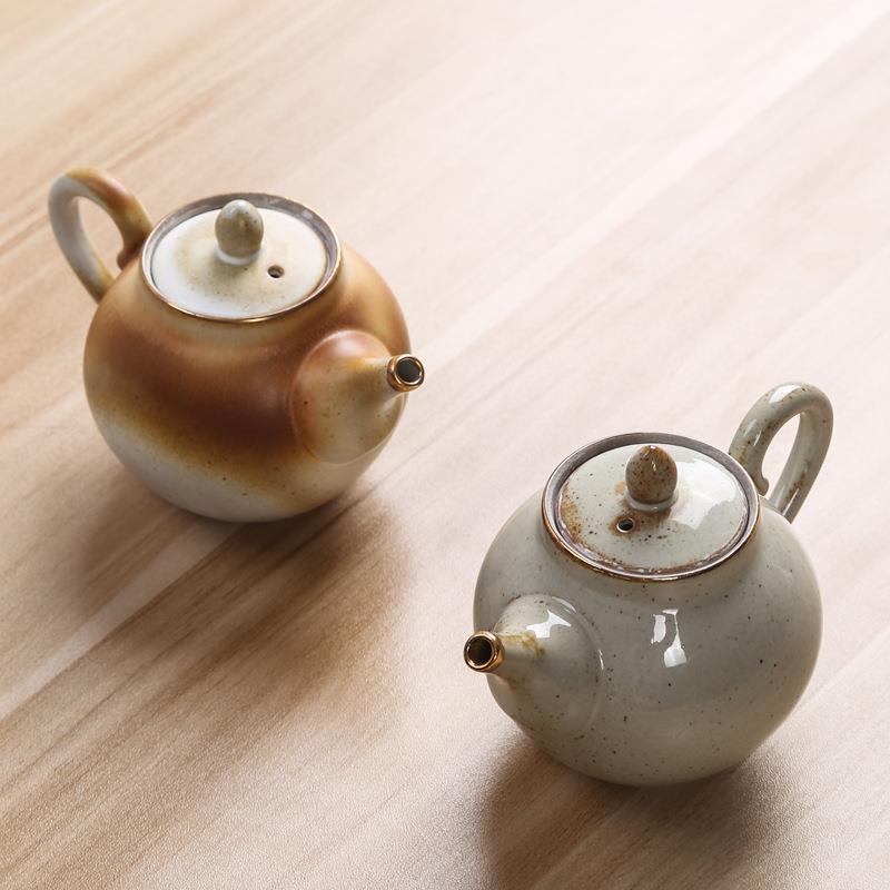 Vintage-Style Rustic Pottery Teapot, Ceramic Teapot, Creative Antique-Style Teapot for Home Use, Japanese-Style Black Tea Ceramic Tea Set