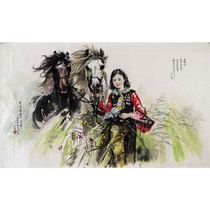 Living room decoration of The Joy of a Girl Riding a Horse by Ji Zhenghao a first-class Korean character traditional painting artist in 2020
