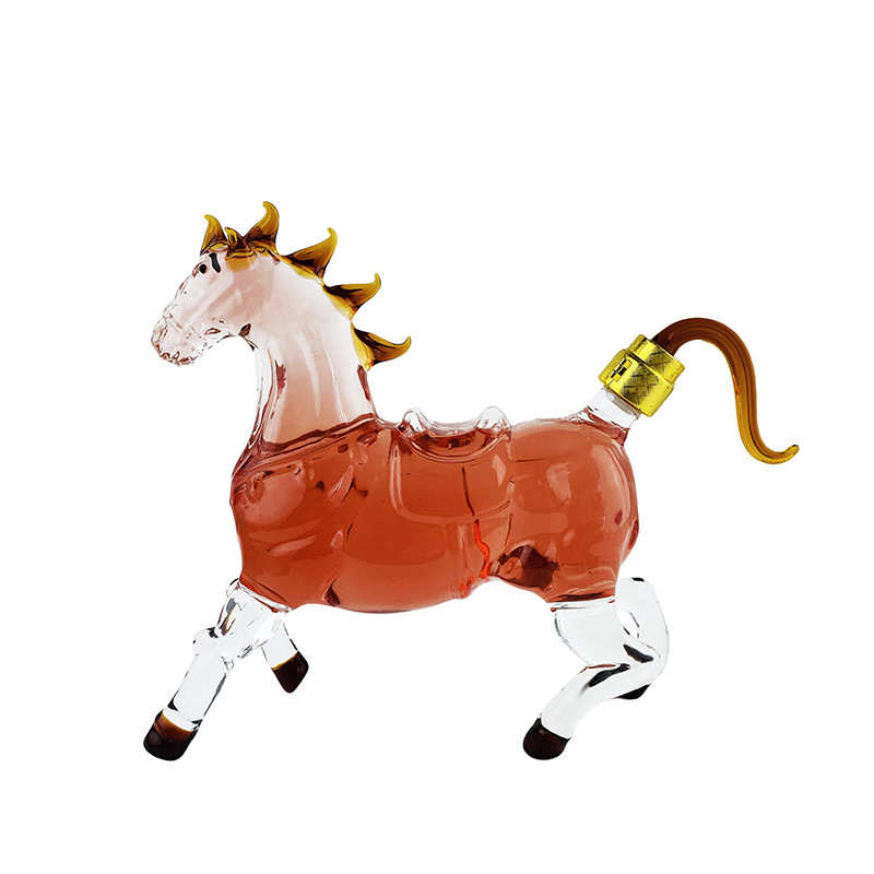 Horse shaped wine bottle, twelve zodiac signs bubble wine bottle, high borosilicate glass wine bottle, glass shape bubble wine bottle decoration